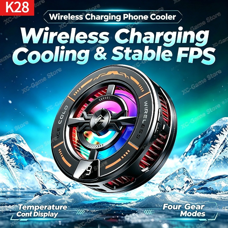 Phone Accessories For Android - K28 ตัวทำความเย็นโทรศัพท์แบบแม่เหล็กเซมิคอนดักเตอร์พร้อมเครื่องชาร์จเร็วแบบไร้สายอุปกรณ์เสริมสำหรับเล่นเกมสำหรับไอโฟน แม็กเซฟ แอนดรอยด์