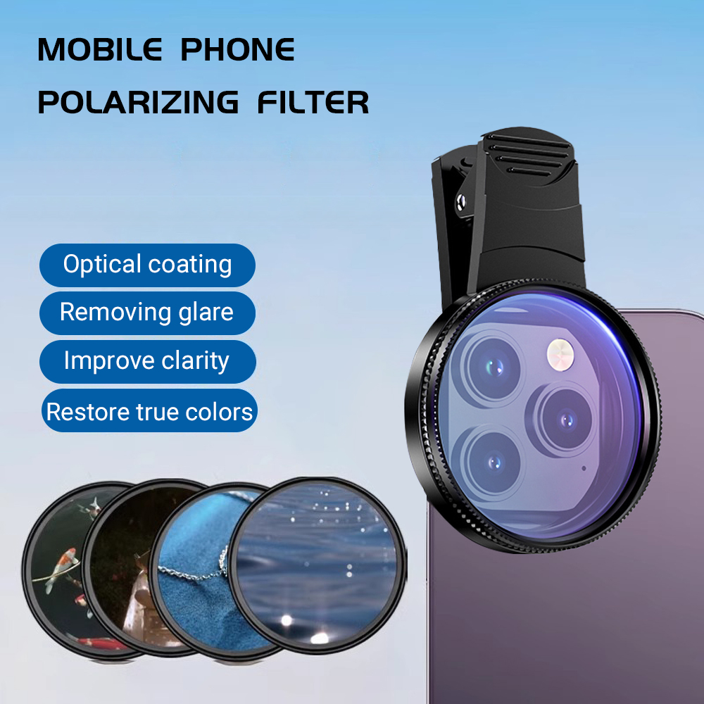 Phone Accessories For Android - เลนส์โทรศัพท์มือถือ 52 มม. พร้อมฟิลเตอร์โพลาไรเซอร์แบบสากลและคลิปหนีบ อุปกรณ์เสริมกล้องแบบวงกลม สำหรับ