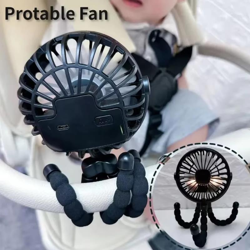 Phone Accessories Baby - พัดลมติดรถเข็นเด็ก 3 ระดับความเร็ว พร้อมไฟ พกพาสะดวก ชาร์จ