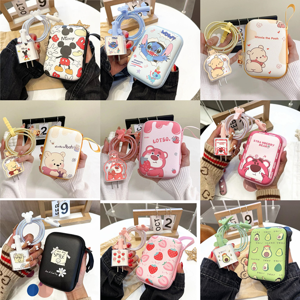 Phone Accessories Box Set - สายป้องกันลายการ์ตูนสำหรับ iPhone / iPad 18W/20W เคสชาร์จสายจัดระเบียบสายเคเบิ้ลโทรศัพท์อุปกรณ์เสริมการจัดการสายเคเบิล