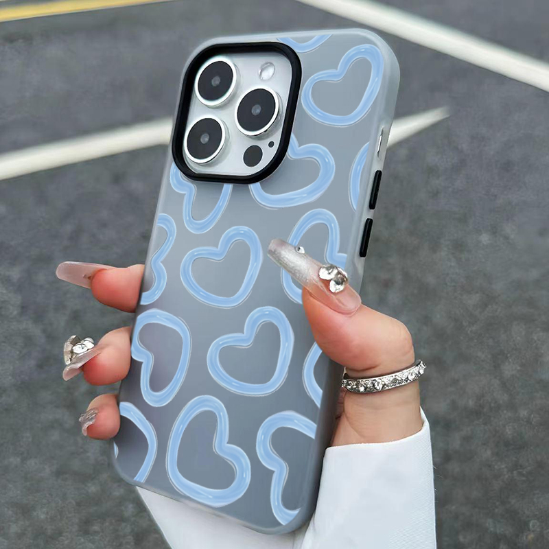 Xo Phone Accessories - เคสโทรศัพท์ลายหัวใจน่ารักสไตล์ภาพวาดสีน้ำมัน สำหรับ iPhone 17 16 15