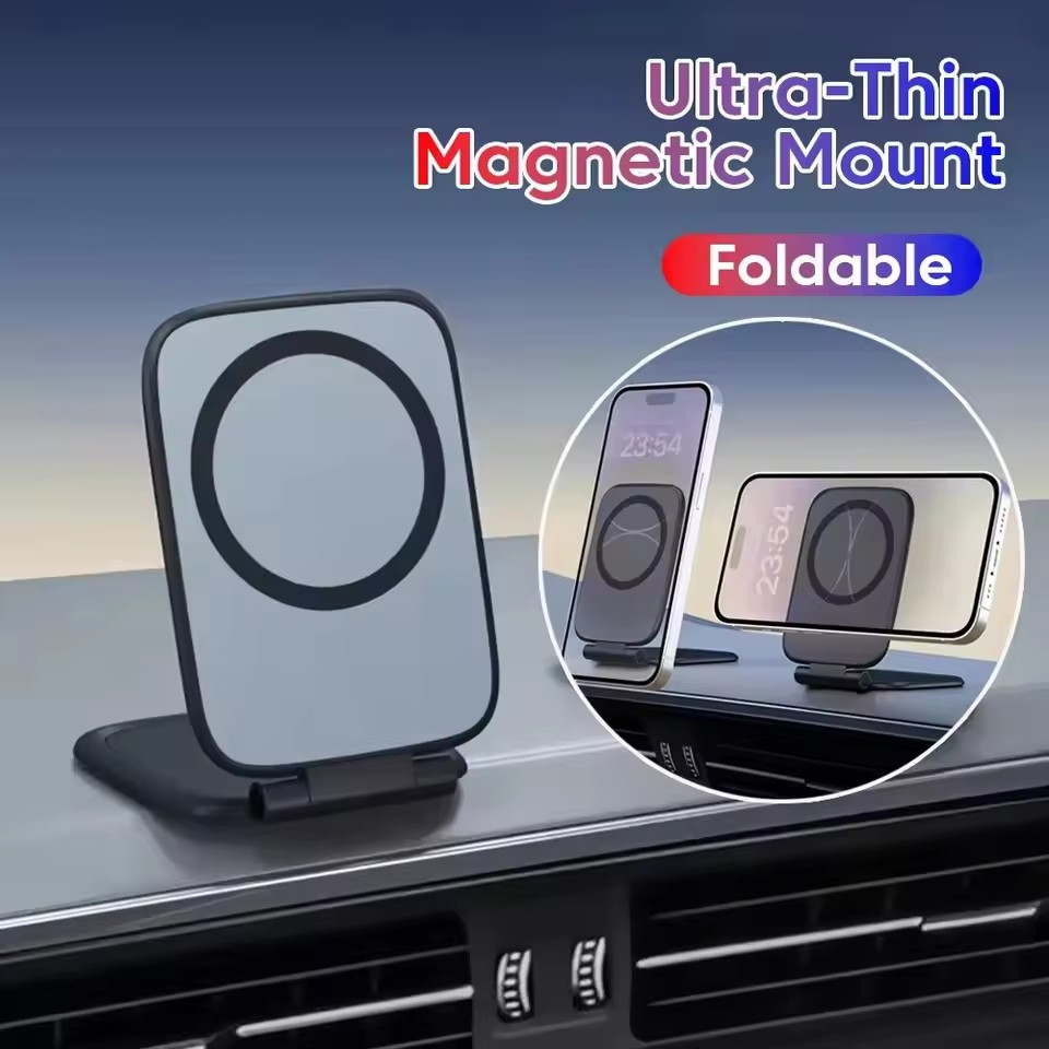 Phone Accessories For Car - ที่วางโทรศัพท์แม่เหล็กบางเฉียบแบบพับได้ ที่ยึดโทรศัพท์มือถือในรถยนต์แบบแม่เหล็ก แท่นวางอเนกประสงค์สำหรับนำทางในรถยนต์